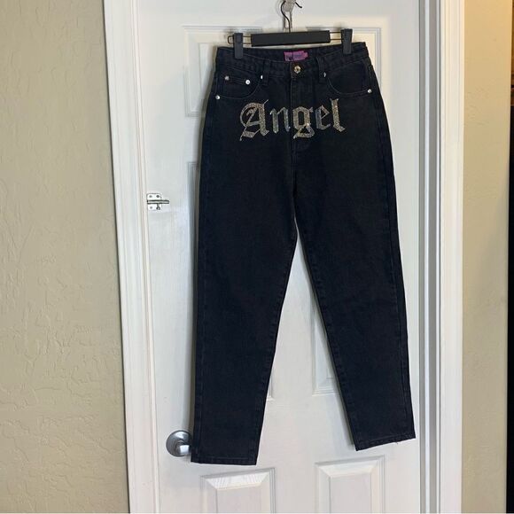 Edikted Angel Jeans Mom Jeans Black Size Medium - Picture 2 of 11